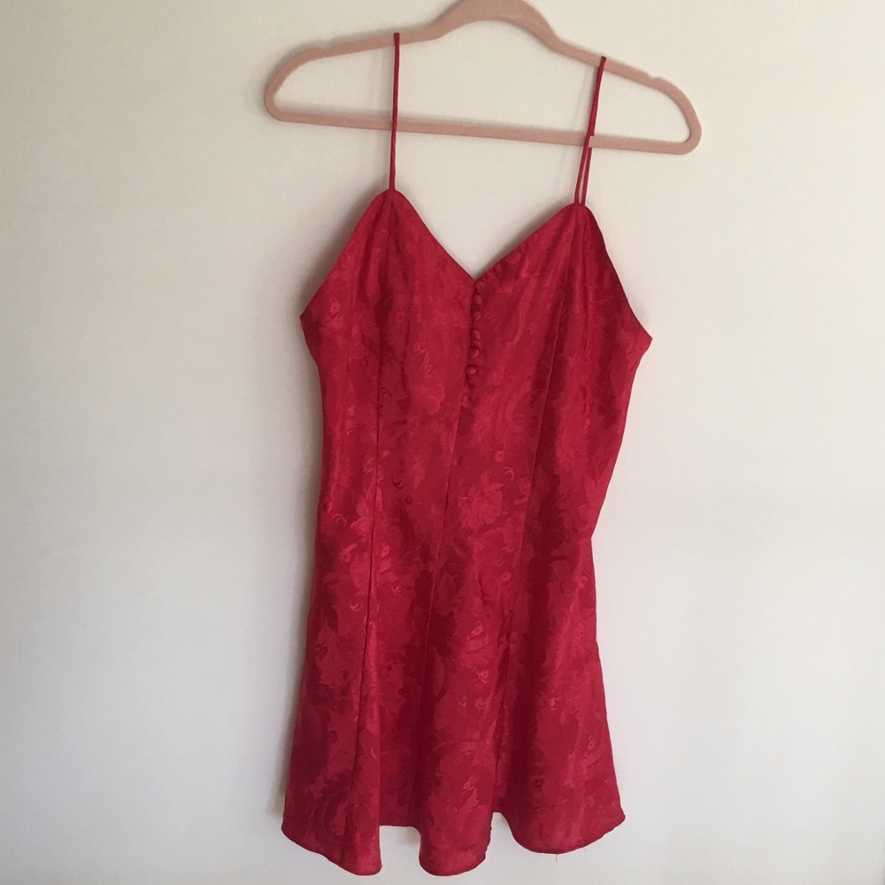 Vintage Red Slip/Lingerie by Kathryn Button Front